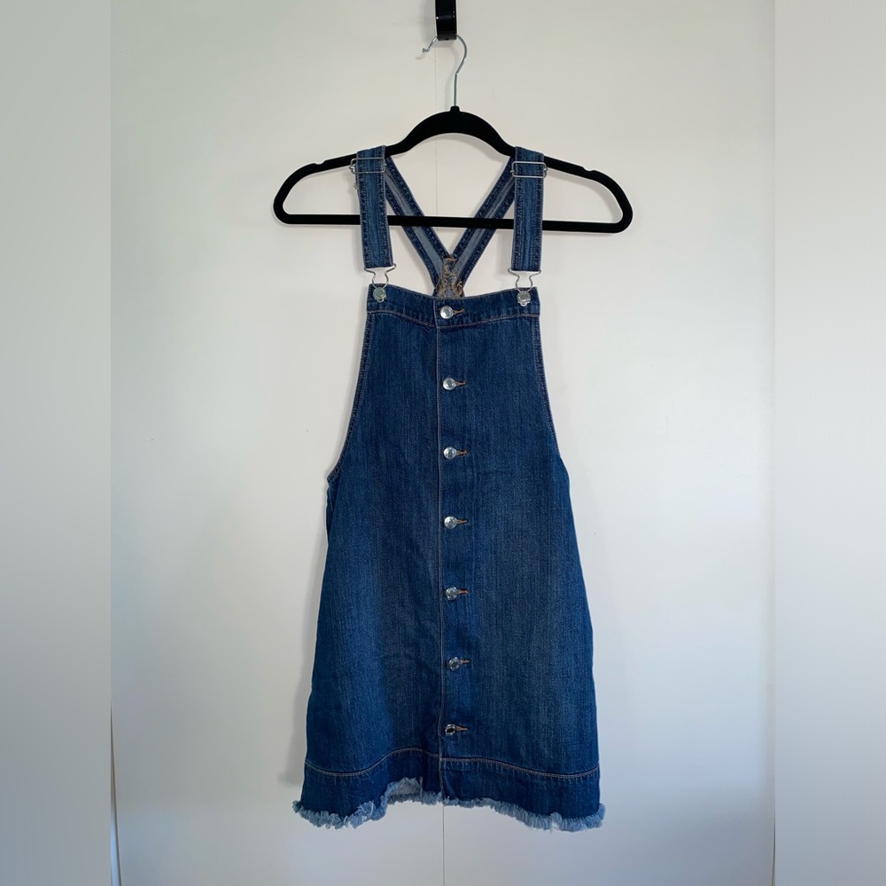 American Eagle Denim Button-Down Overall Dress with Adjustable Straps Size Small